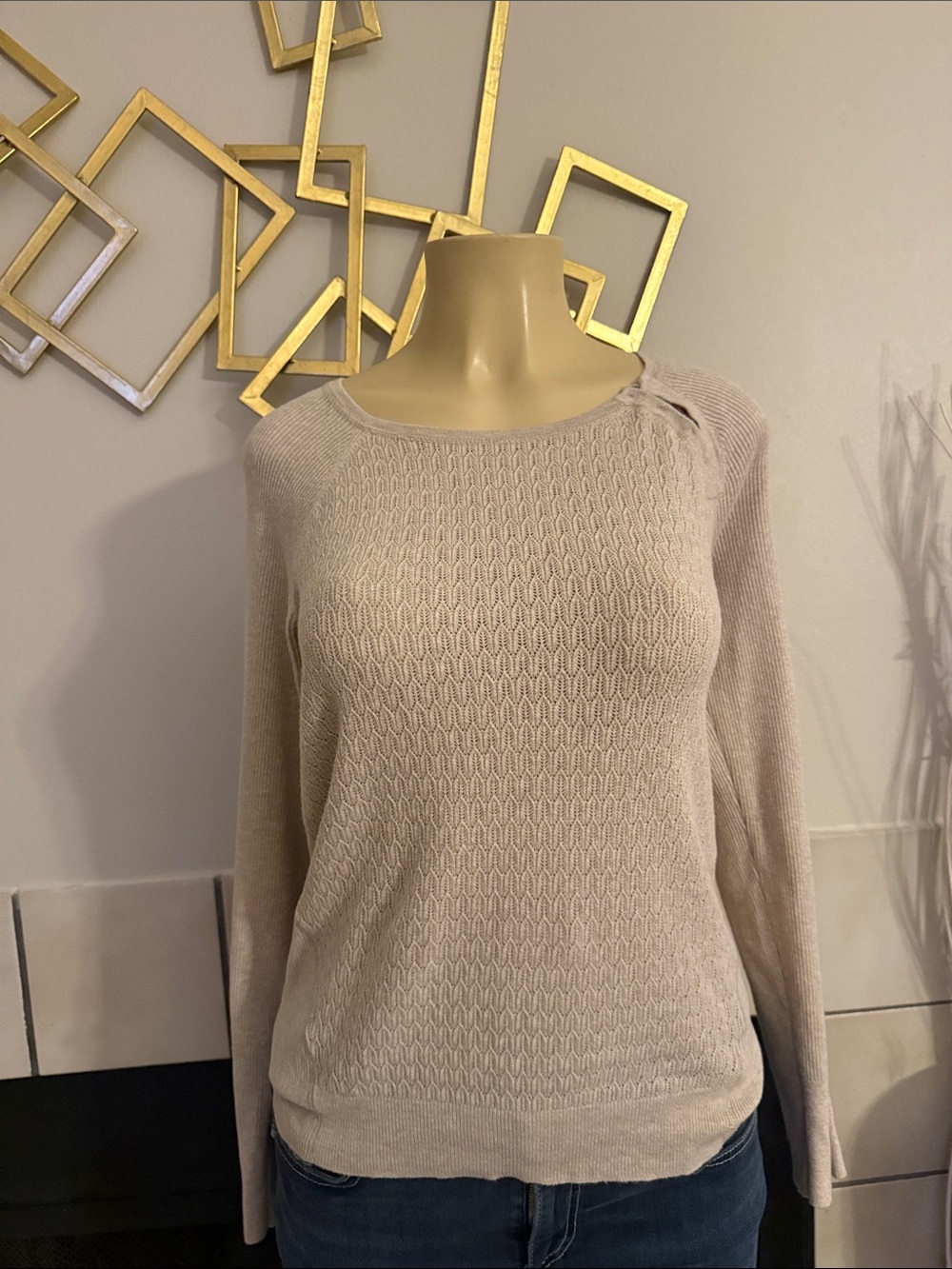 Victoria's Secret Beige Knit Crewneck Sweater